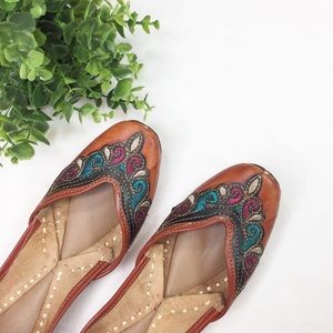Indian Jutti Flats Embroidered Leather Shoe